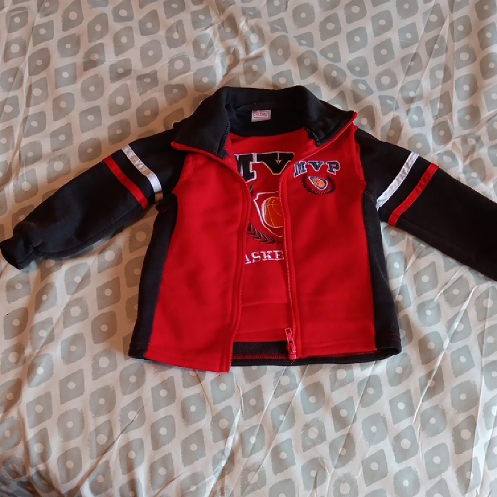 Swiggles Boy Vest With Matching Long Sleeve Shirt 18 Months Red Black MVP